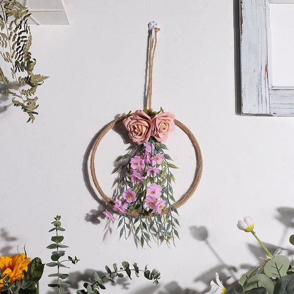 

decorative objects & figurines rose wreath green leaves flower circle decration for home office dormitory