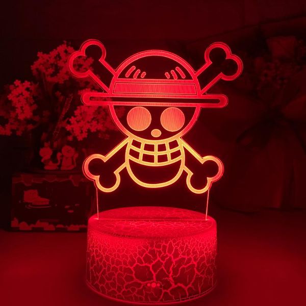 

night lights 3d anime pirate logo kids light led touch sensor colorful nightlight for child bedroom decoration cool desk lamp gift