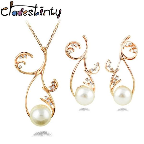 

earrings & necklace chadestinty fashion gold color jewellery sets for women brand simulated pearl crystal wedding jewelry, Silver