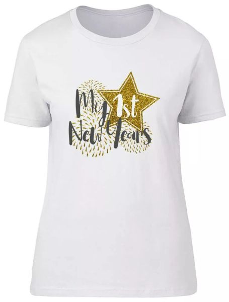 

my 1st new year fitted womens ladies t shirt, White;black