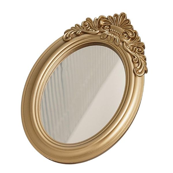 

mirrors 1pc vintage mirror po props tray adornment delicate ornament (golden)