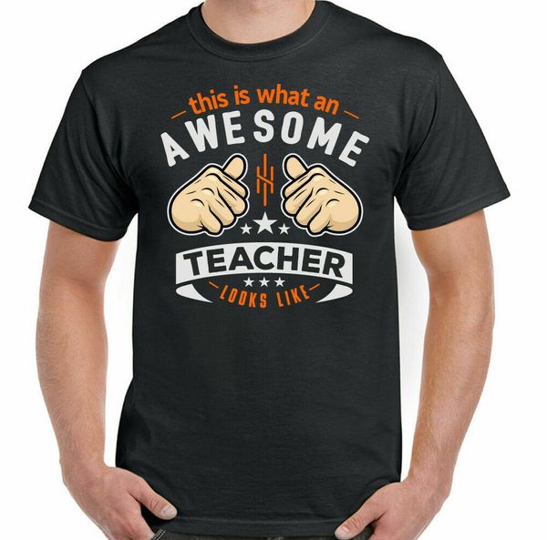 

awesome teacher - mens funny t-shirt school leaving present instructor lecturer, White;black
