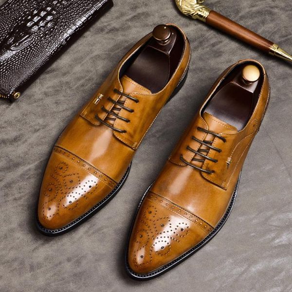 

dress shoes phenkang mens formal genuine leather oxford for men black 2021 wedding laces brogues