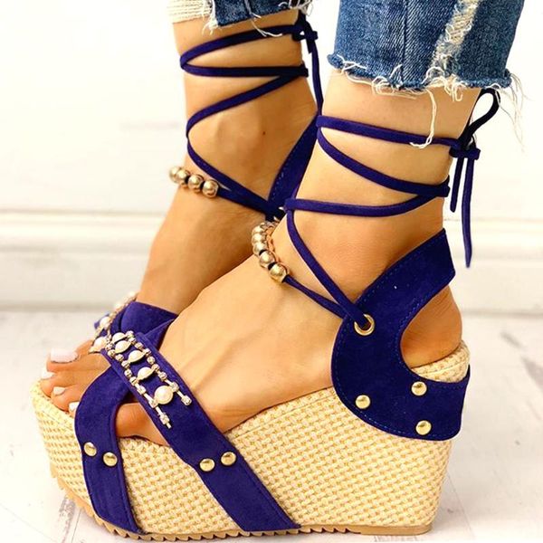 

leisure comfortable high heels platform summer wedges sandals shoes women bohemia vacation cosy walking dress, Black