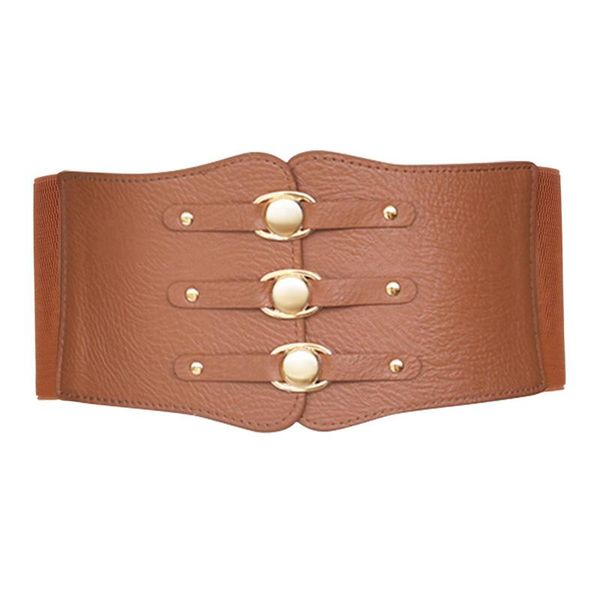

belts super wide waist belt for women pu leather slimming body ladies dress elastic white black corset female waistband, Black;brown
