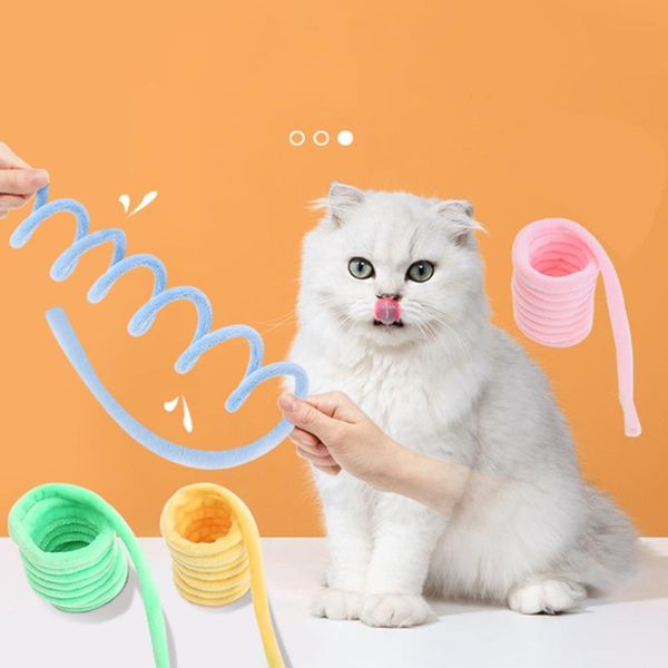 

cat toys cartoon puppy toy soft feeling elastic pet plush spring teaser kitten catnip interactive playing funny mint