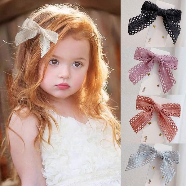 

hair accessories girls ribbon lace pins baby hollow out clip kids tools bb barrettes headgear for children, Slivery;white