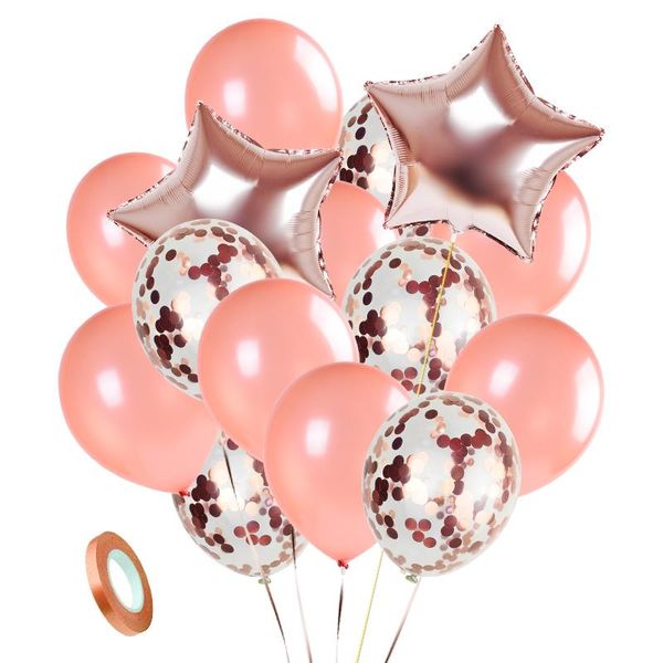 

party decoration 15pcs rose gold balloons birthday wedding supplies latex confetti balloon stars valentine's day gift globos