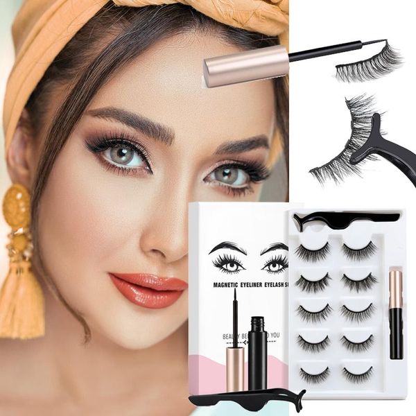

false eyelashes magnetic set 3d mink lashes eyeliner lasting waterproof easy apply makeup tool tslm1