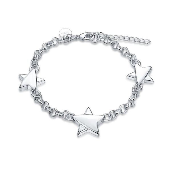 

charm bracelets sweet beauty jewelry star shape bracelet 925 sterling silver lobster buckle dating accessories, Golden;silver