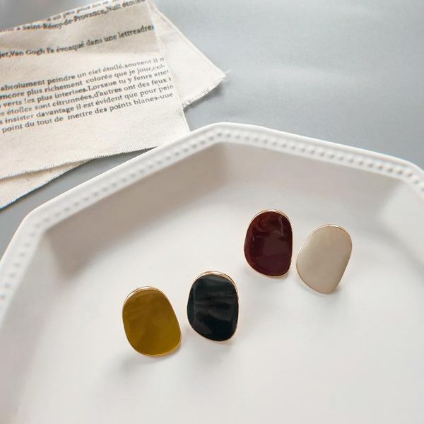 

dangle & chandelier lovoacc vintage enamel earrings for women 2021 minimalist asymmetric contrast color geometric stud pendientes, Silver