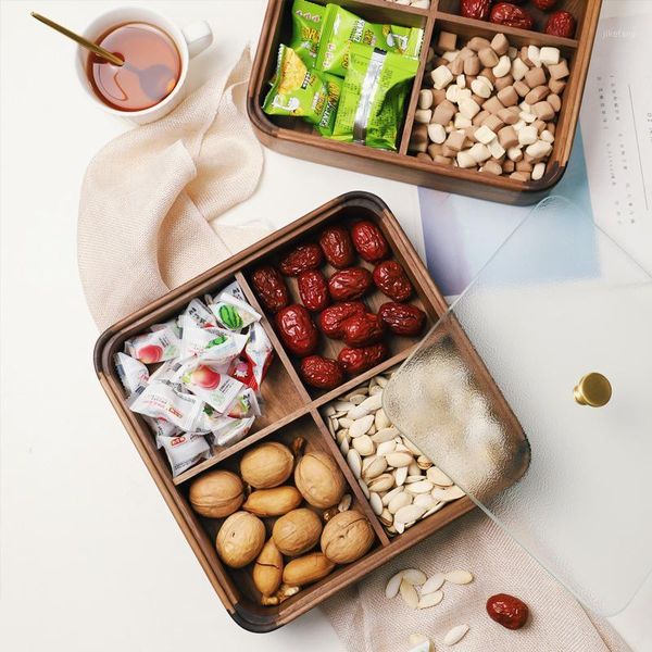

storage bottles & jars creative solid wood candy box split dried fruit and nut for household living room wooden snack melon seed