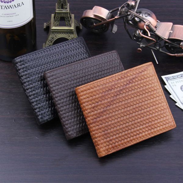 

the wallet woven embossed men's fashion wallet with leather jacket, Black