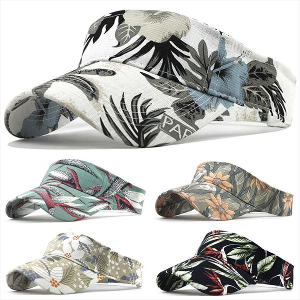 

empty sun hat for women beach washed canvas printing adjustable visor cap outdoor free, Blue;gray