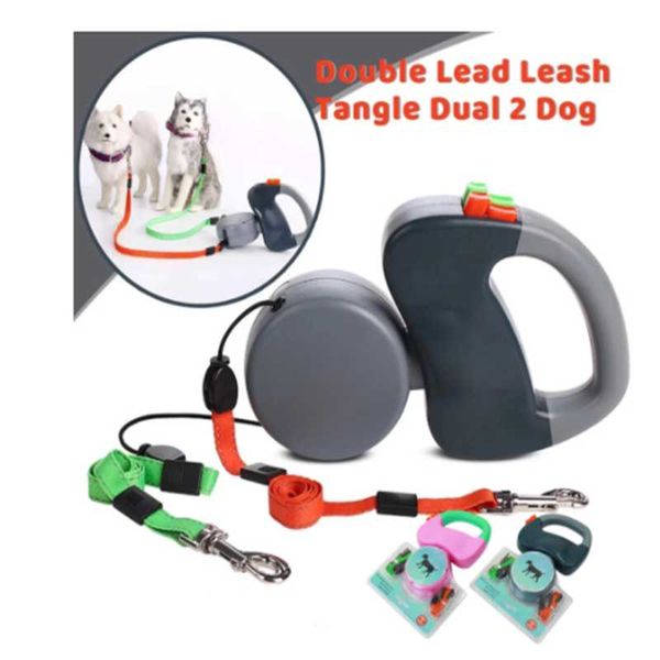 

dog collars & leashes double retractable pet leash supplies 3 meter for two dogs
