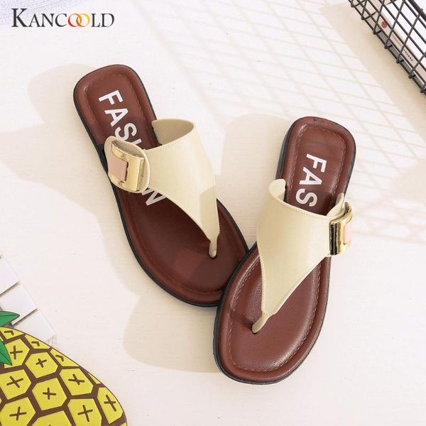 

slippers kancoold women's summer beach 2021 casual shoes home flat flip-flops, Black