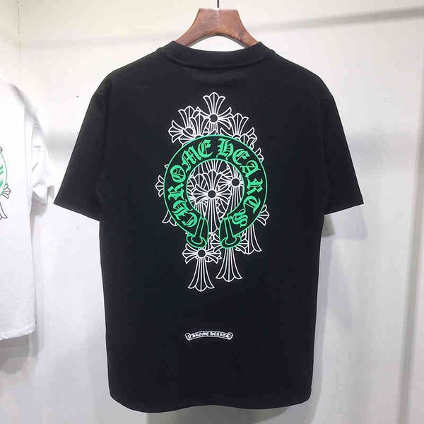

2021 spring summer new ins sanskrit cross casual loose ch short t-shirt men's and women's fashion upper half s, White;black