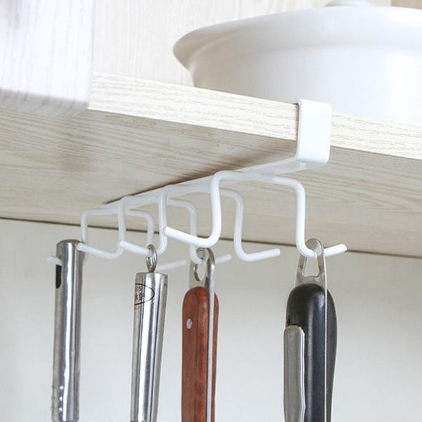 

hooks & rails mug holder under cabinet utensils storage rack no drilling kitchen hanging for 2.5cm or less