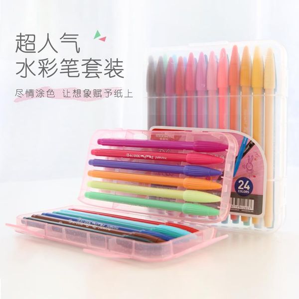 

highlighters a box of watercolors color water-based pen mark fiber cancel the doodle, Black;red