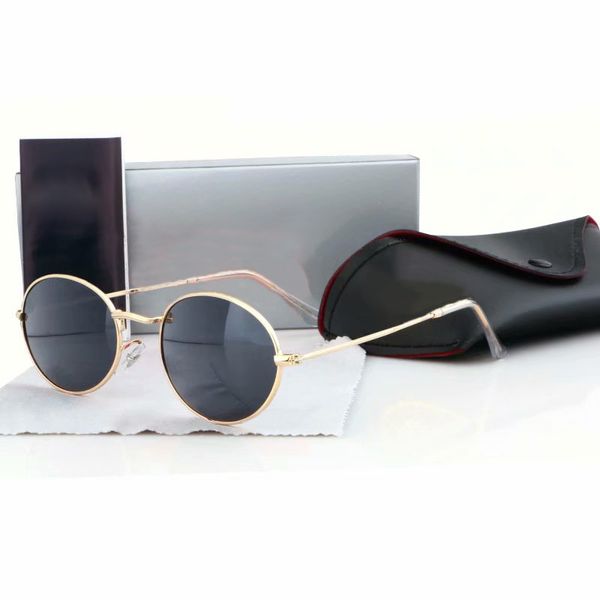 

luxury designer round sunglasses fashion alloy frame classic sun glasses polarized goggle uv400 with original brand box set, White;black