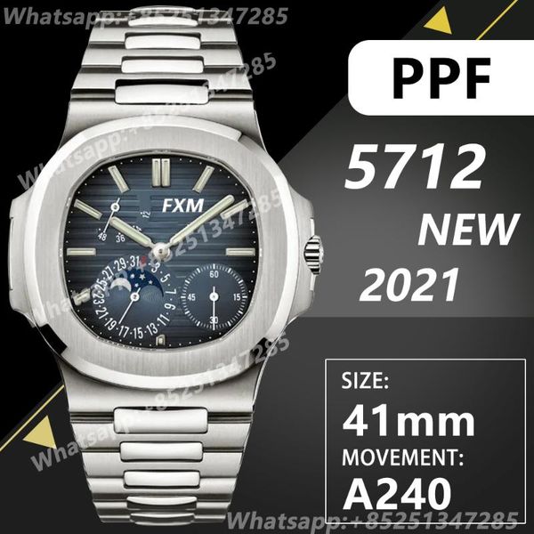 

wristwatches men's automatic mechanical watch nautilus 41mm 5712 ppf a240 904l 1:1 super clone sport waterproof, Slivery;brown