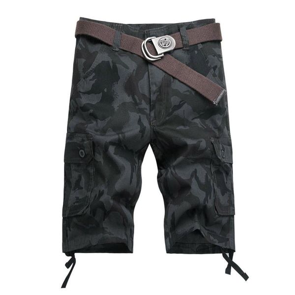 

men's shorts summer fashion multi-pocket camouflage colour overalls camo army military casual pantalones cortos, White;black