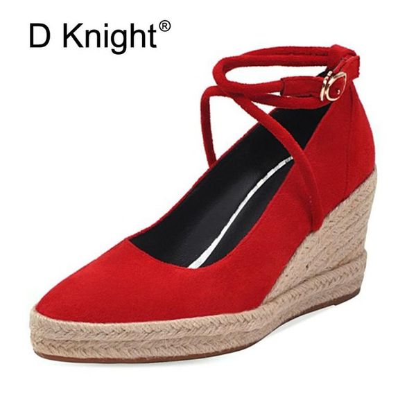

dress shoes large sizes 33-41 wedges high heels party wedding pumps ankle-strap cross-tie platform women classic woman, Black