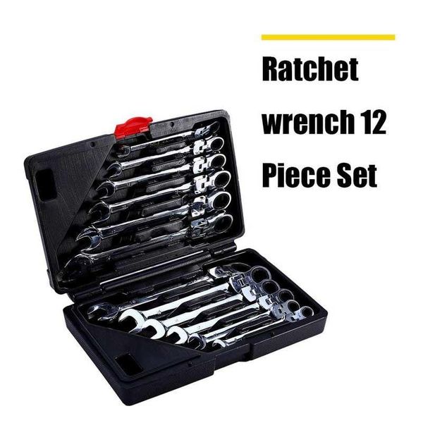 

hand tools 12 pcs flexible combination spanners ratchet wrench car garage tool set 8-19mm