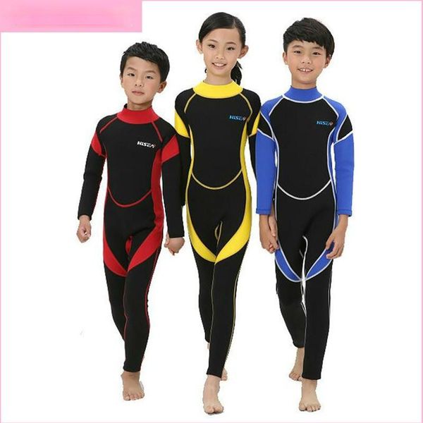 

swim wear 2.5mm neoprene wetsuits kids swimwears diving suits long sleeves boys girls surfing children rash guards snorkel one pieces h1