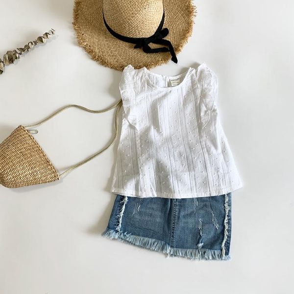 

ouyang&ivan summer casual cotton girl blouse girls sleeveless white shirt shirts, White;black