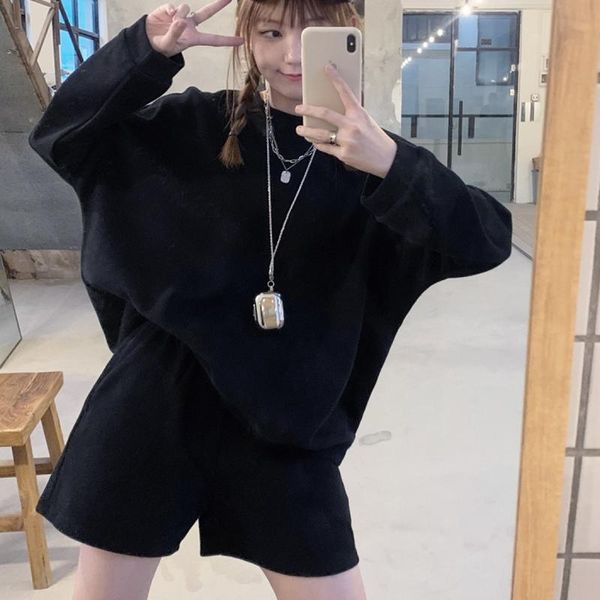 

women's tracksuits autumn 90s woman black tracksuit two piece outfits for women fall clothes long sleeve hoodies and shorts solid suit, Gray