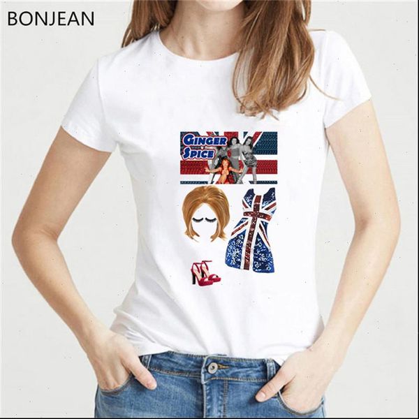 

vogue spice girls costume women printed novelty graphics tees summer white round neck t shirt tee