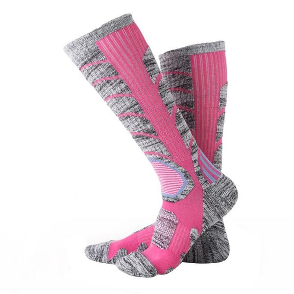 

sports socks 1 pair outdoor men children long winter climbing breathable women activities elastic hiking warm cotton blend, Black