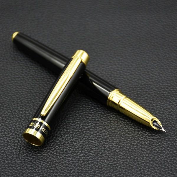 

1pcs hero 8870 black and gold decoration standard 0.38mm nib fountain pen professional business ink school office supplies pens