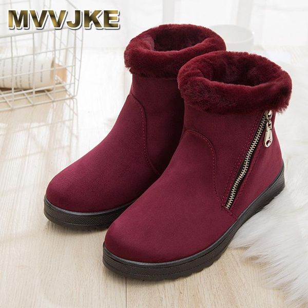 

boots mvvjke flock ankle women snow plush fur platform shoes winter warm round toe female size 36-41e025, Black