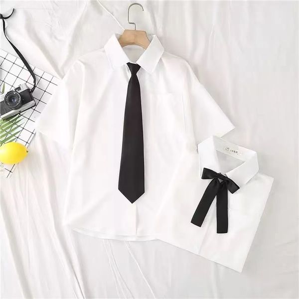 

jmmoderna shirt will see white women short sleeve school jk preppy japanese style girls harajuku tie for