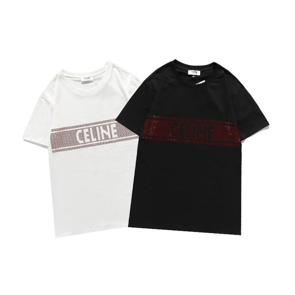 

men's t-shirts 2021 fashion shirt diamond letters men and women short-sleeved couple loose t-shirt high street hip-hop, White;black