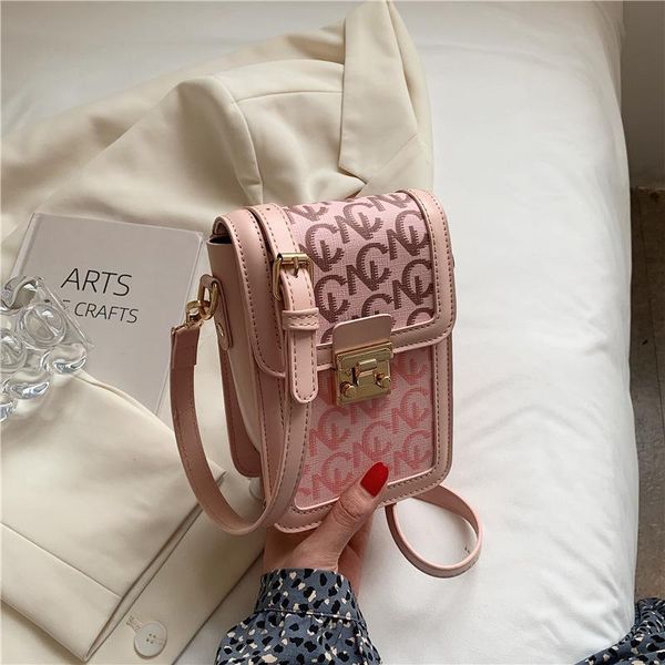 

shoulder bags letter locking cell phone bag clash color brand 2021 fall fashion versatile single crossbody female lipstick