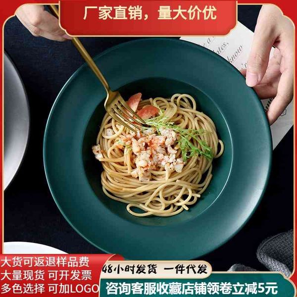 

creative ceramic large capacity thick soup fruit salad western restaurant household pasta bowl western food bowl
