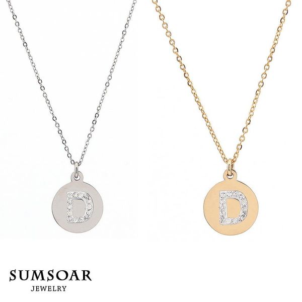 

pendant necklaces 316l stainless steel letter d necklace set for mother's day gift 10pcs/lot somsoar jewelry, Silver