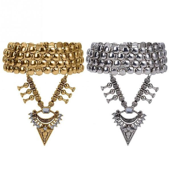 

chokers fashion necklace creative stylish rhinestone plated pendant neck chain alloy jewelry women gift, Golden;silver