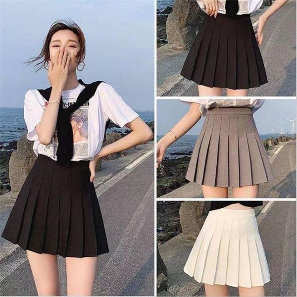 

skirts fashion 2021 summer women high waist cute sweet girl's pleated skirt korean style mini for, Black