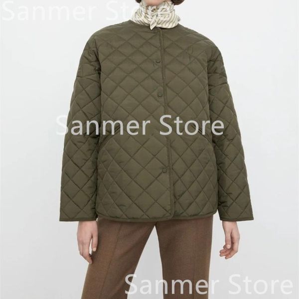 

women's down & parkas black green plaid parka coat autumn winter fashion loose long sleeve single-breasted asymmetry side split jacket