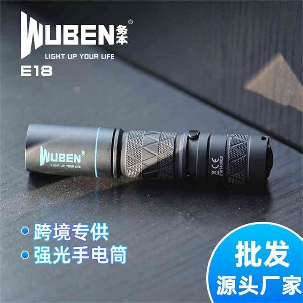 

aluminum alloy strong light tactical hiking household mini led flashlight e18
