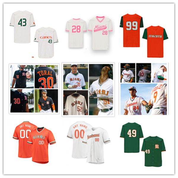 

2022 ncaa miami hurricanes baseball jersey 21 slade cecconi 44 adrian del castillo 30 alex toral 24 alejandro rosario 35 yohandy morales ant, Black