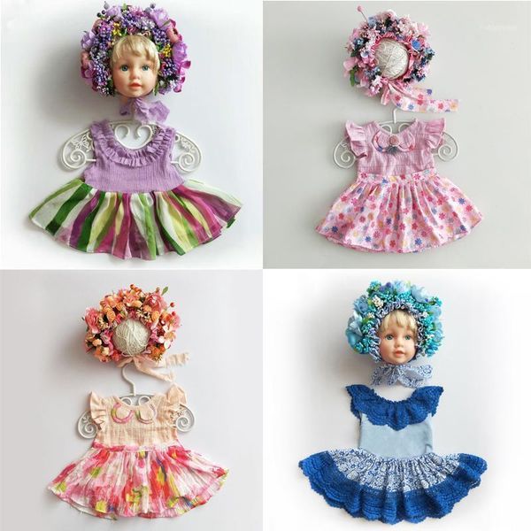 

baby souvenir pictures clothing flower headwear + dress 2pcs sets infant girl pography outfits studio po props costumes1, Yellow