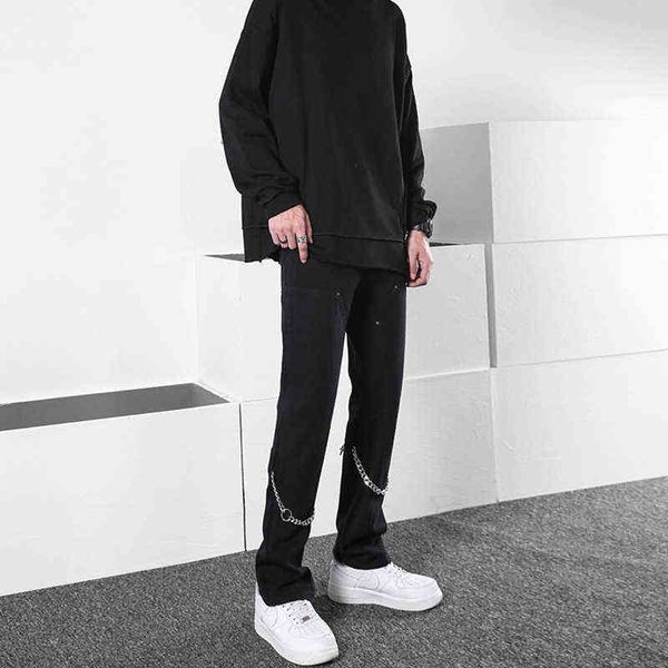 

winter men's jeans and wo loose straight tube fashion brand hip hop high street trend black long pants, Blue