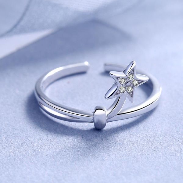 Anéis de casamento S925 Pure Silver Star Micro Ring Studded Drill Frill Zircon Han Edição Temperamental Stars Hand Act O papel da personalit feminina