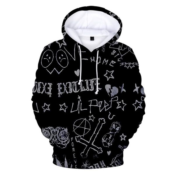 

men's hoodies & sweatshirts lil peep 3d print rapper hip hop hooded sweatshirt hoodie men women casual fashion streetwear pullover ho, Black