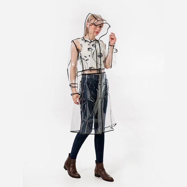 

raincoat korean eva transparent waist thin fashion outdoor poncho travel one-piece